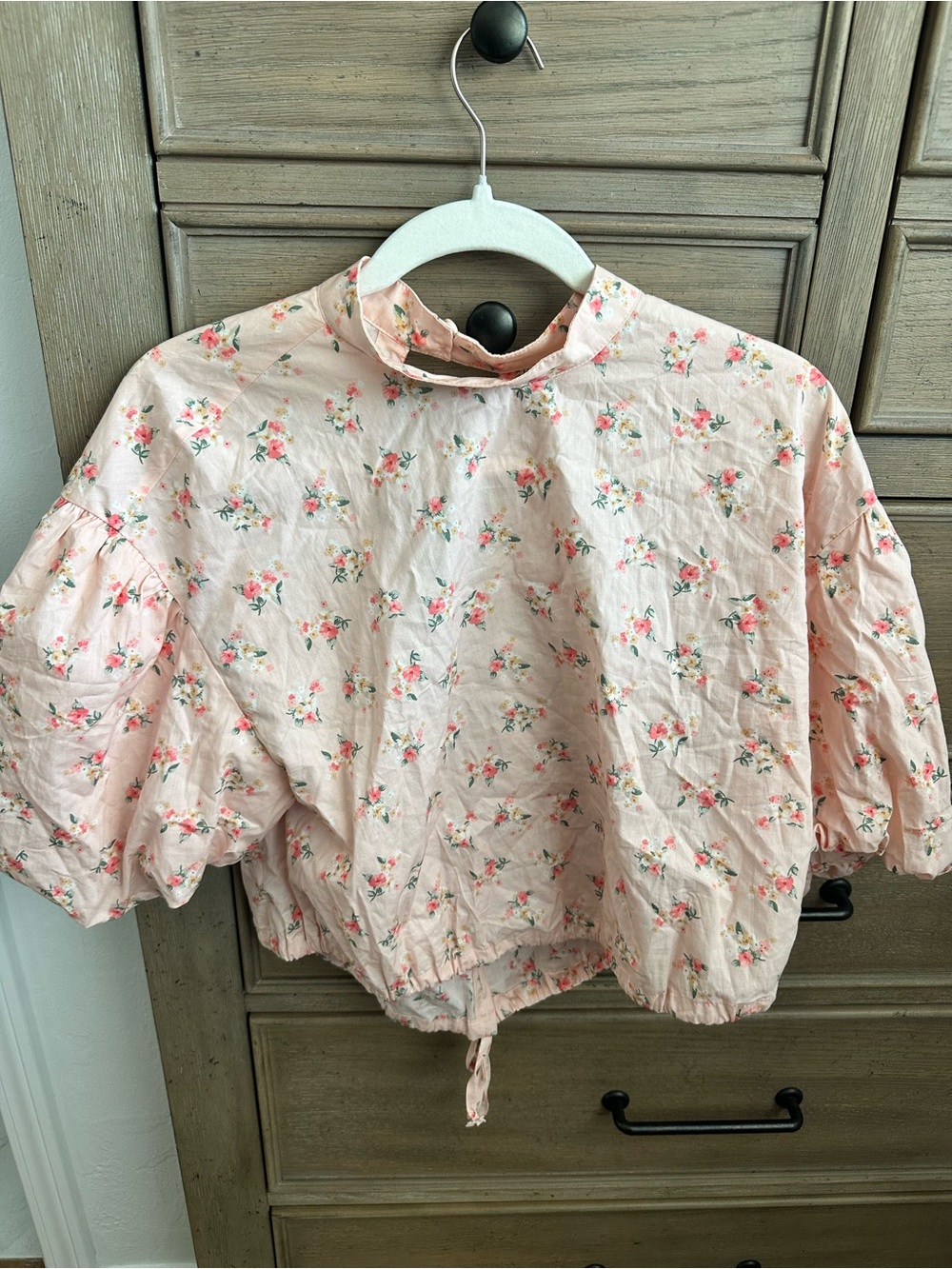 Pink Floral Puff-Sleeve Top for Women